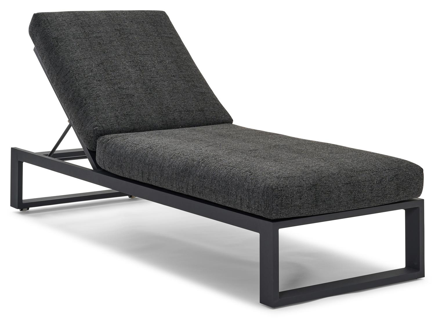 Verato verstelbaar ligbed in zwart aluminium met chartres sooty all weather sunbrella® luxe kussen