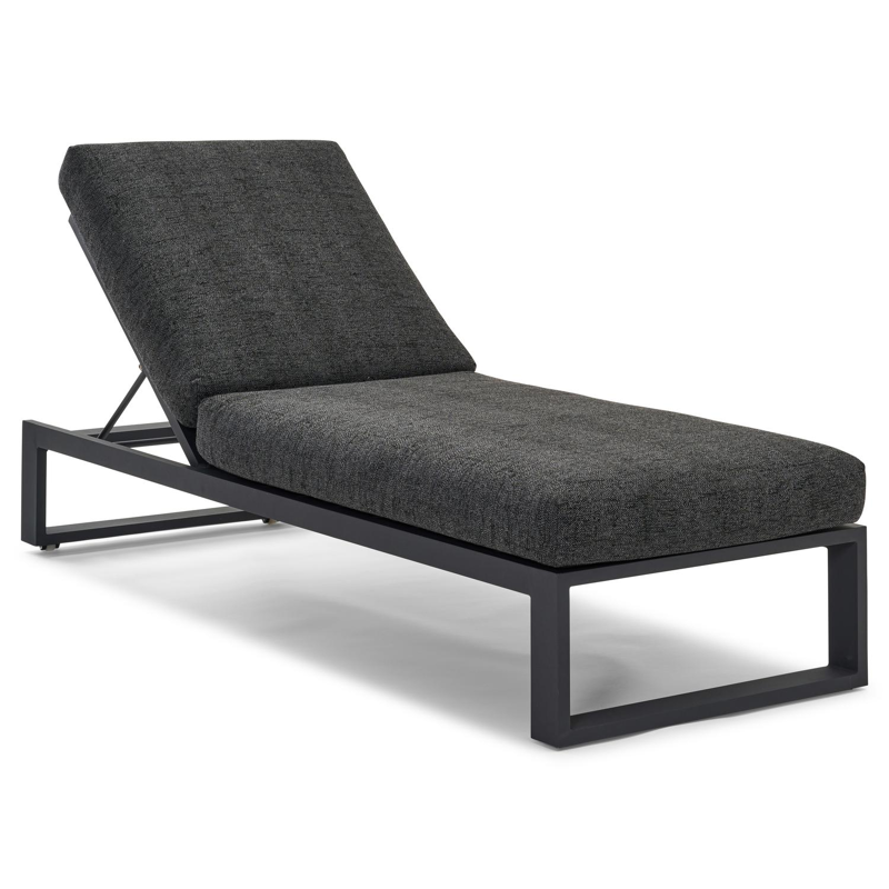 Verato verstelbaar ligbed in zwart aluminium met chartres sooty all weather sunbrella® luxe kussen