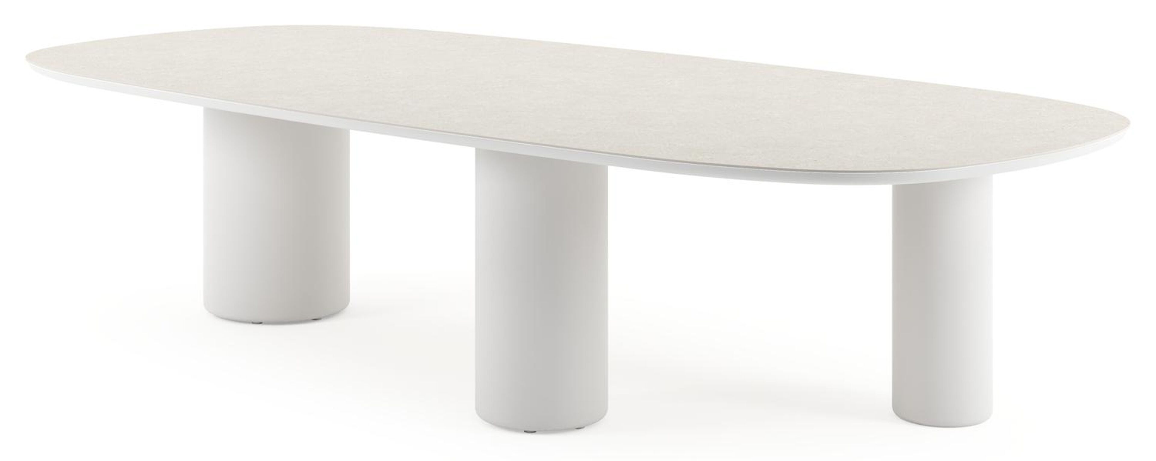 Table de jardin Amico bombo xl en aluminium blanc et céramique pleine Shilin - Lg. 320 x Lrg. 148 x Haut. 73.5 cm