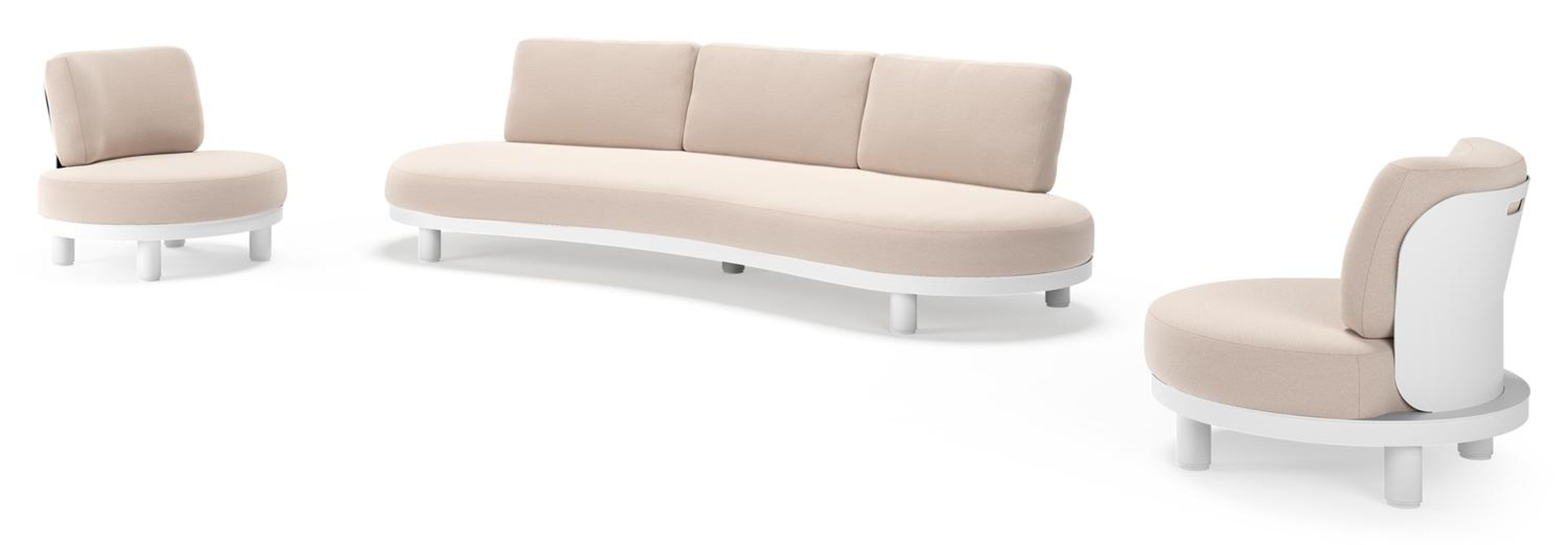 Donato loungeset in wit aluminium met all weather sunbrella® luxe Wander Pilat kussen