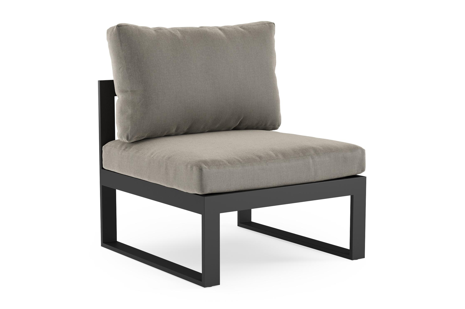 Caldela loungestoel in zwart aluminium met grijs kussen