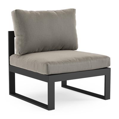 Caldela loungestoel in zwart aluminium met grijs kussen