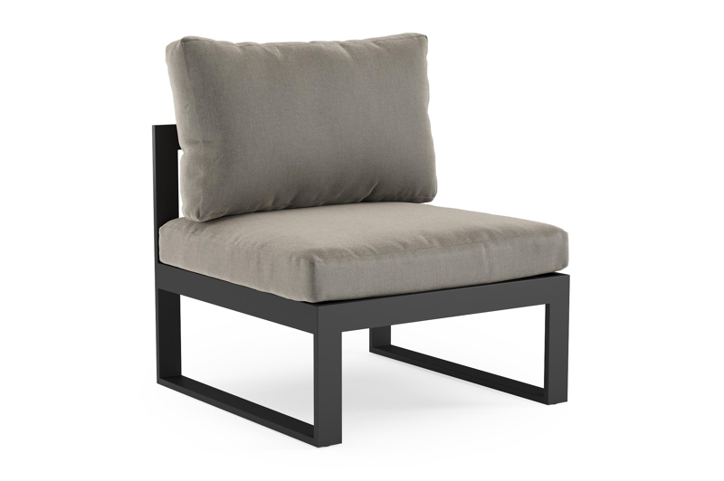 Caldela loungestoel in zwart aluminium met grijs kussen