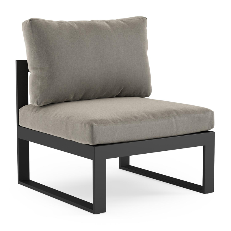 Caldela loungestoel in zwart aluminium met grijs kussen