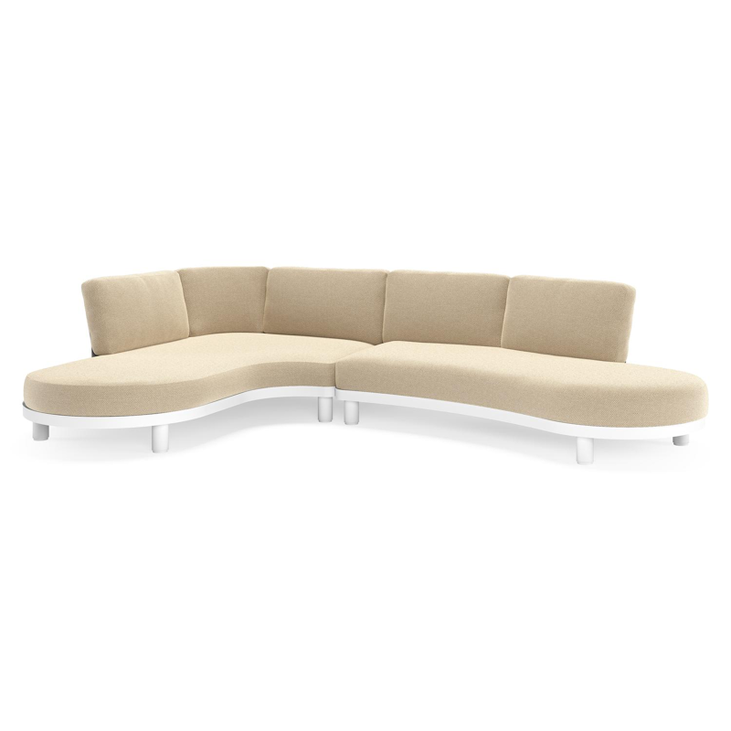 Donato loungehoek in wit aluminium met all weather cosytica Althea Camel kussen