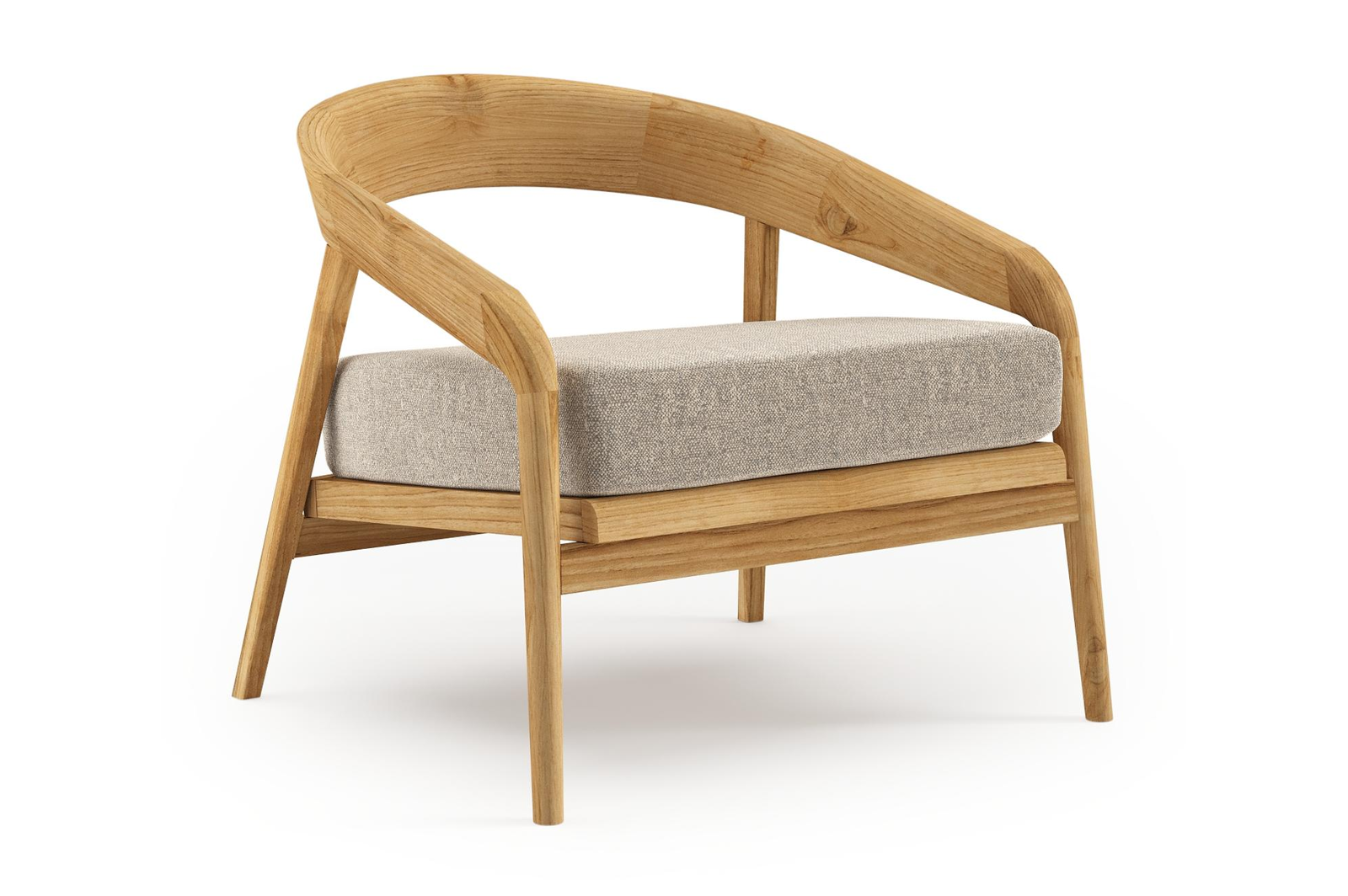 Lacrima loungestoel in teak met chartres pewter all weather Sunbrella® luxe kussen