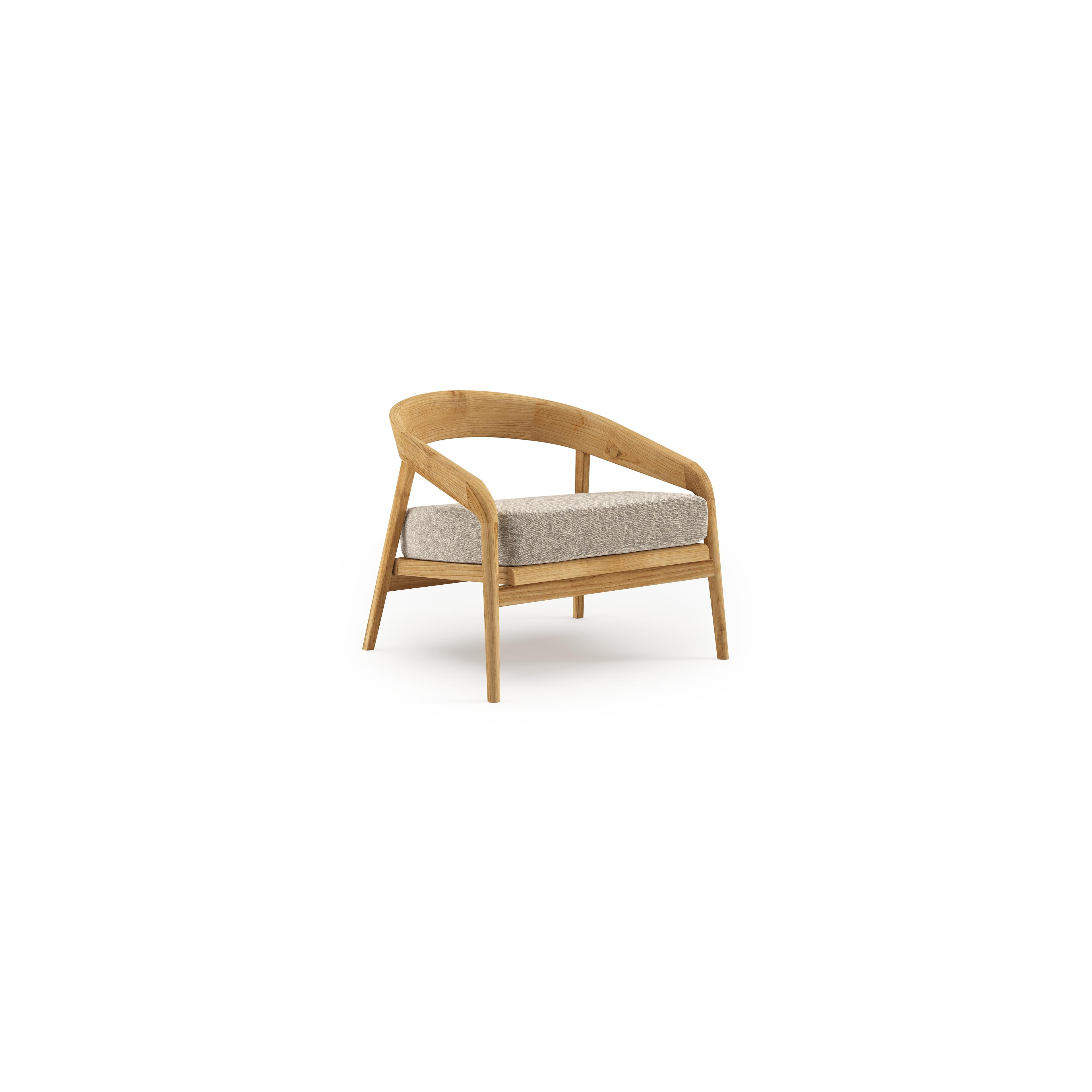 Lacrima loungestoel in teak met chartres pewter all weather Sunbrella® luxe kussen