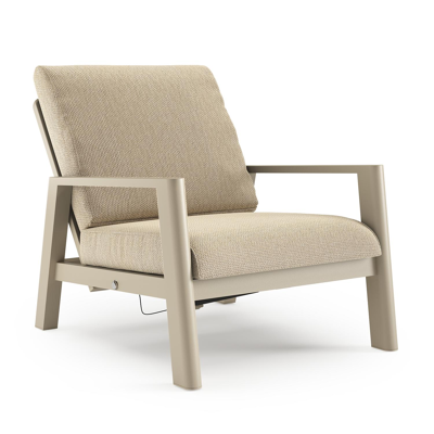 Cirello loungestoel in beige aluminium met althea camel all weather cosytica kussen