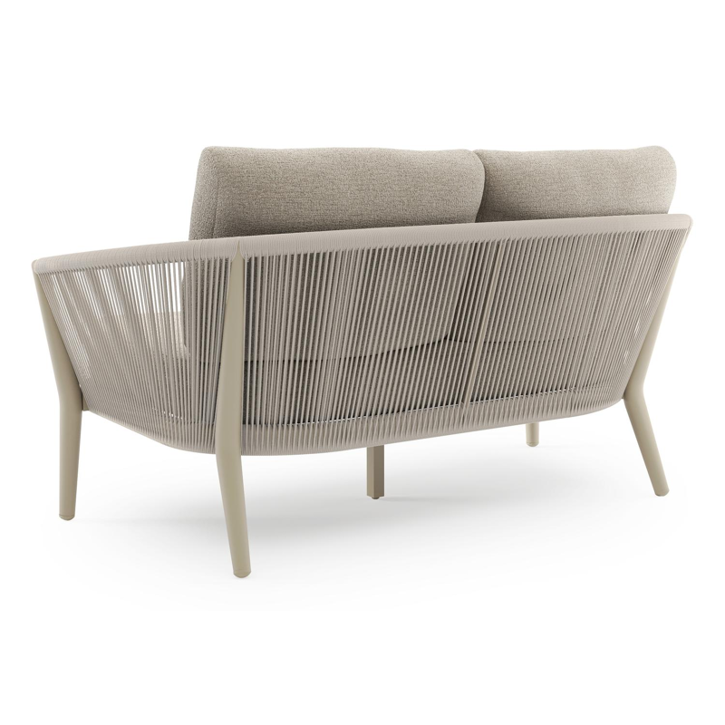 Orso loungebank in beige aluminium en beige verticaal geweven ronde rope met Catania Sand All Weather Cosytica kussen