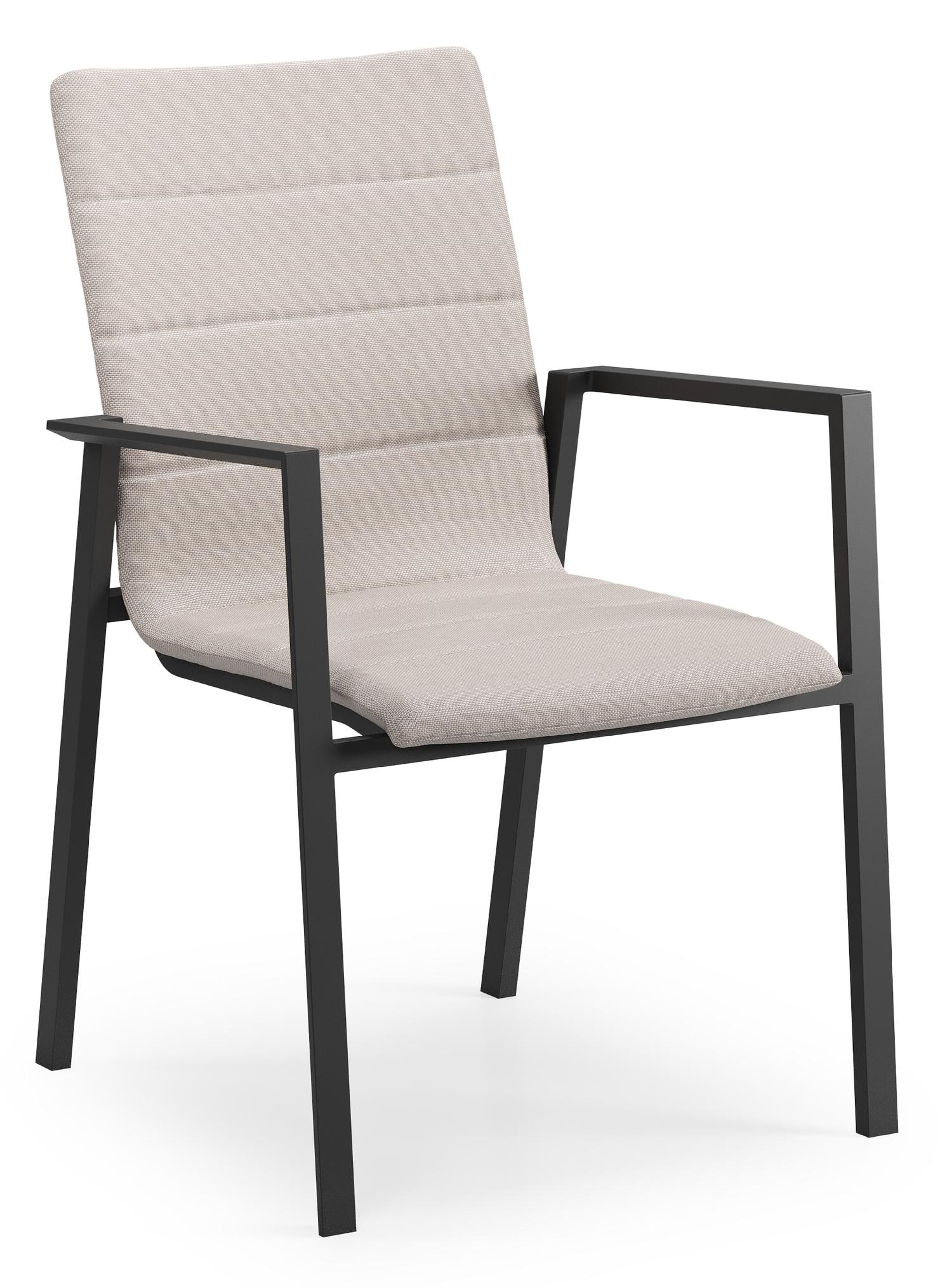 Cirello stapelbare tuinstoel in zwart aluminium en beige luxe textilene