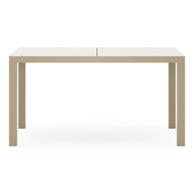 Ensemble de jardin Toma en aluminium beige et sintered stone beige avec 6 chaises de jardin empilable Bahia