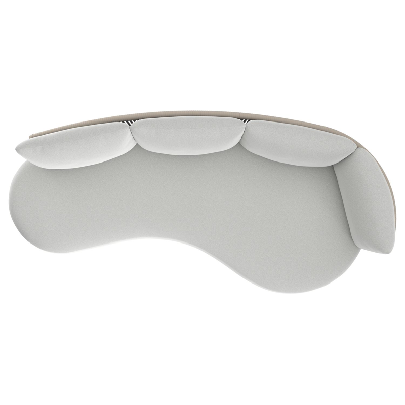 Canapé de jardin Lomano en aluminium beige et corde luxe plate tissée verticalement beige et coussins en all weather sunbrella® luxe natte grey chine