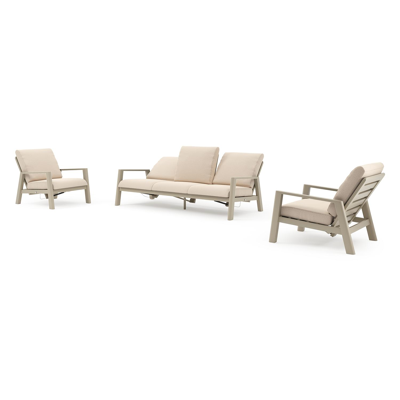 Salon de jardin Cirello en aluminium beige et coussins en all weather sunbrella® luxe heritage papyrus