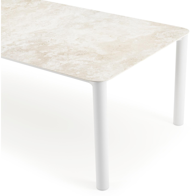 Orso tuintafel afgerond rechthoekig in wit aluminium en volkeramiek Rapolano L 290 x B 110 cm
