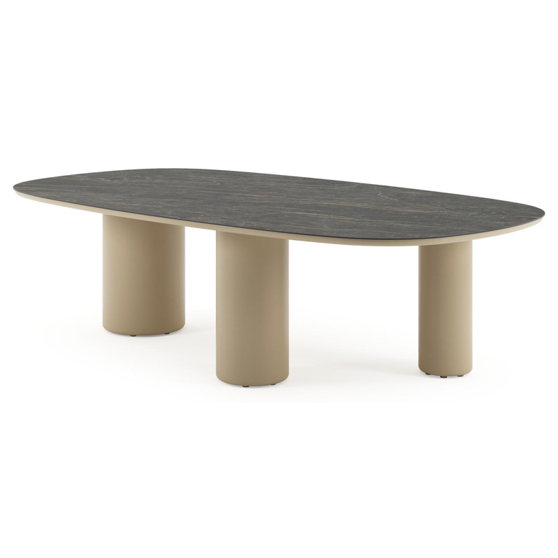 Amico tuintafel bombo xl in beige aluminium en volkeramiek Black Obsession - L 270 x B 148 x H 73.5 cm