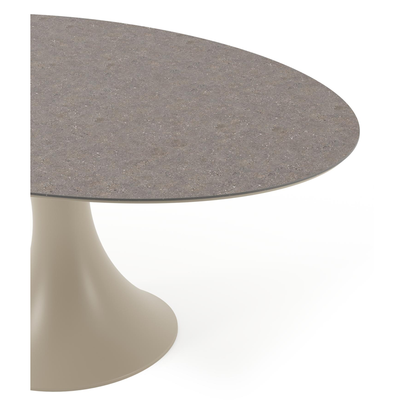 Table de jardin Fano ovale en aluminium beige et céramique pleine Wulong - Lg. 180 x Lrg. 110 x Haut. 75 cm