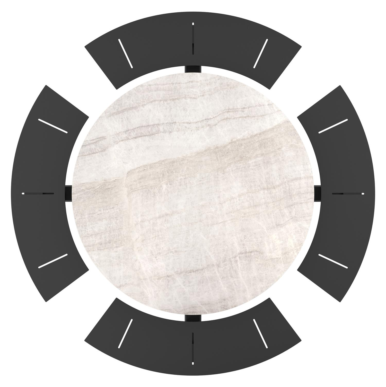 Rondino picknicktafel rond in zwart aluminium en volkeramiek Taj Mahal - Dia. 236 x H 71.5 cm