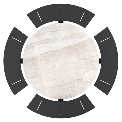 Rondino picknicktafel rond in zwart aluminium en volkeramiek Taj Mahal - Dia. 236 x H 71.5 cm