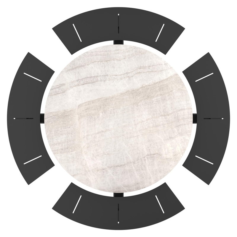 Rondino picknicktafel rond in zwart aluminium en volkeramiek Taj Mahal - Dia. 236 x H 71.5 cm