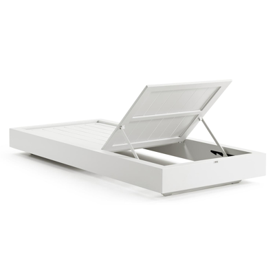 Como verstelbaar ligbed in wit aluminium met lopi marble all weather sunbrella® luxe kussen