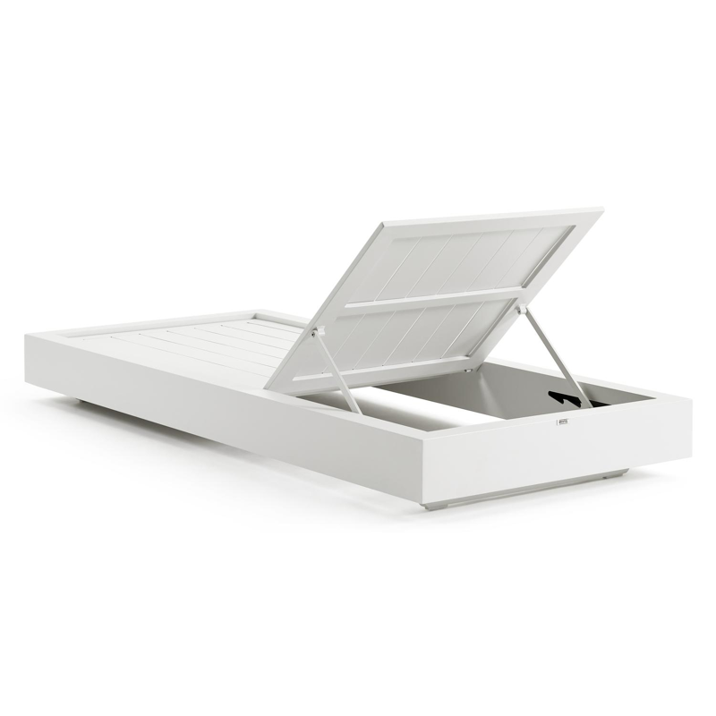 Como verstelbaar ligbed in wit aluminium met slow farafra all weather Sunbrella® luxe kussen