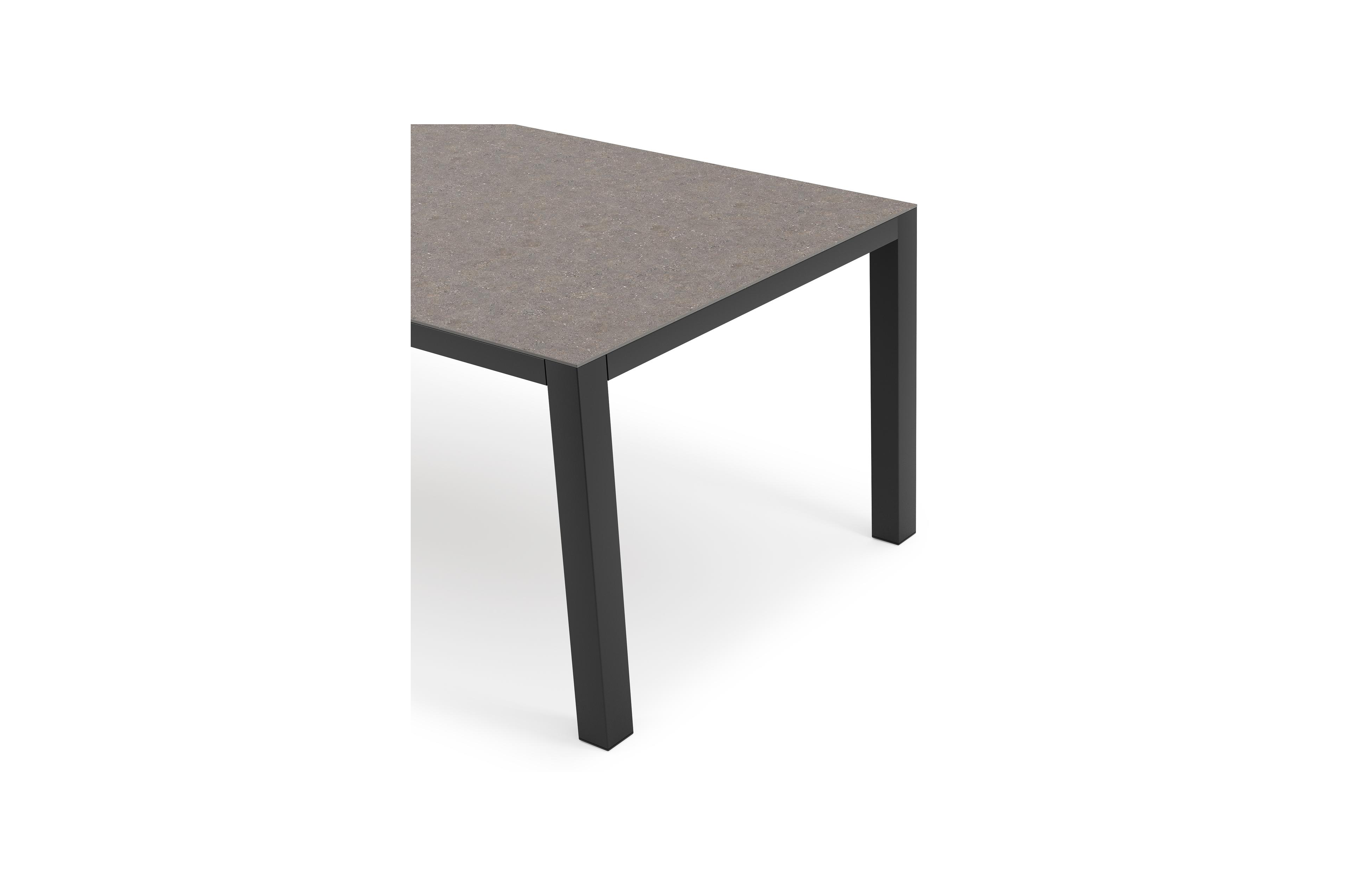 Como tuintafel rechthoekig in zwart aluminium en volkeramiek wulong - L 200 x B 100 x H 75 cm