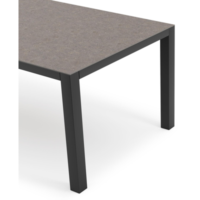 Como tuintafel rechthoekig in zwart aluminium en volkeramiek wulong - L 200 x B 100 x H 75 cm