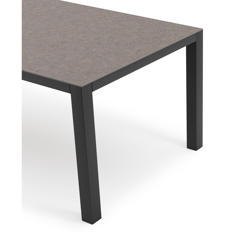 Como tuintafel rechthoekig in zwart aluminium en volkeramiek wulong - L 200 x B 100 x H 75 cm