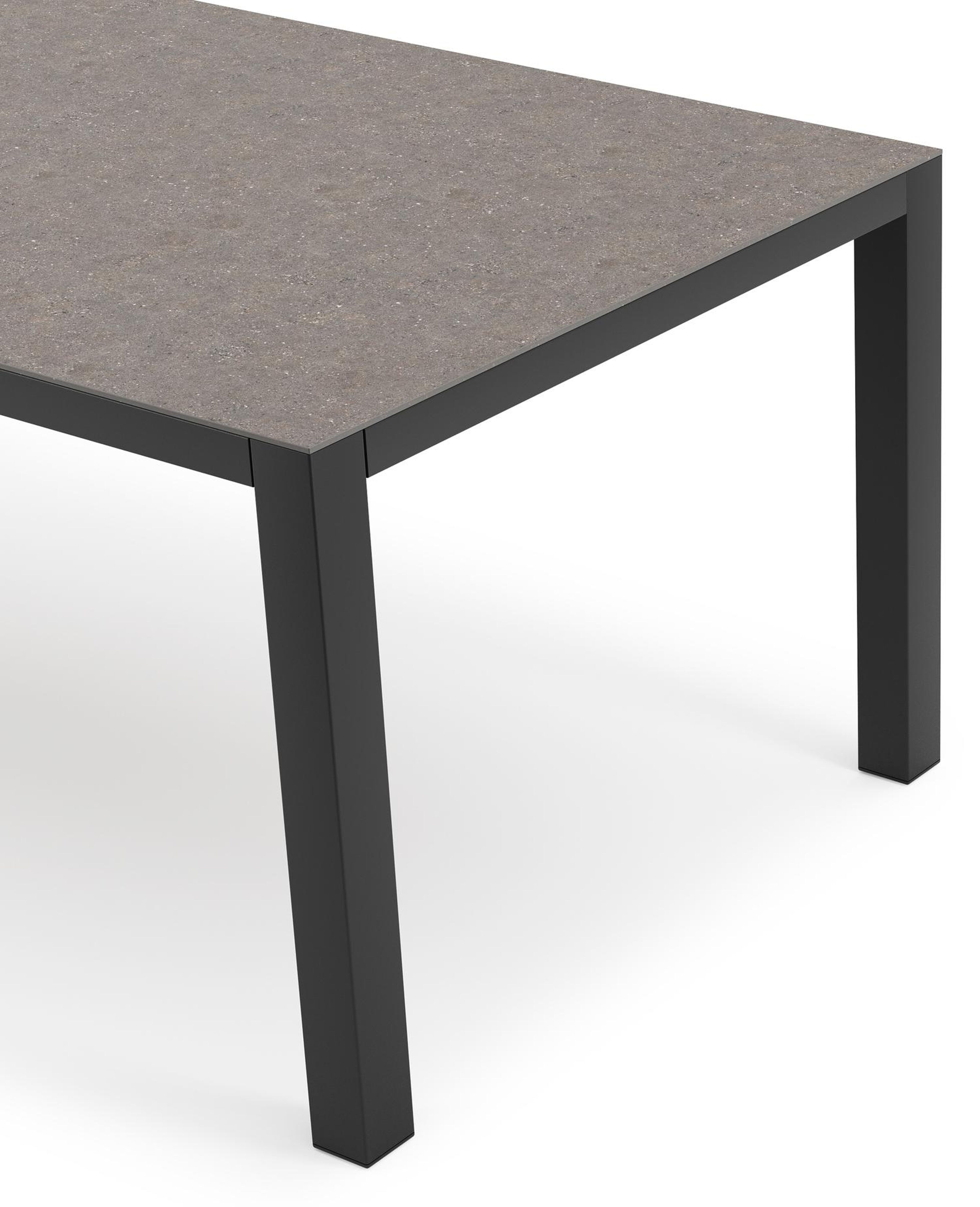 Como tuintafel rechthoekig in zwart aluminium en volkeramiek wulong - L 200 x B 100 x H 75 cm