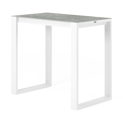 Table de bar Verato en aluminium blanc et céramique pleine zaha stone - Lg 120 x Larg. 70 x H 106 cm