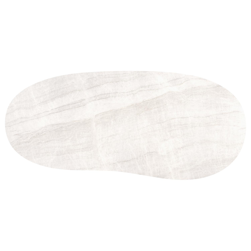 Table de jardin Amico organique en aluminium blanc et céramique pleine Taj Mahal - Lg. 320 x Lrg. 145 x Haut. 74 cm