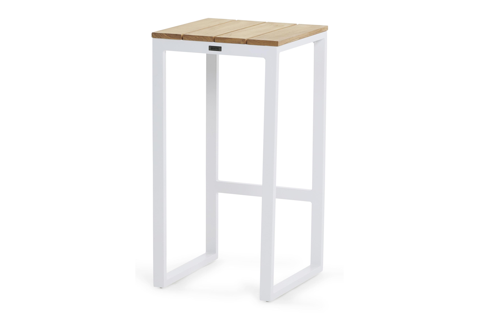 Verato barstoel in wit aluminium en naturel teak