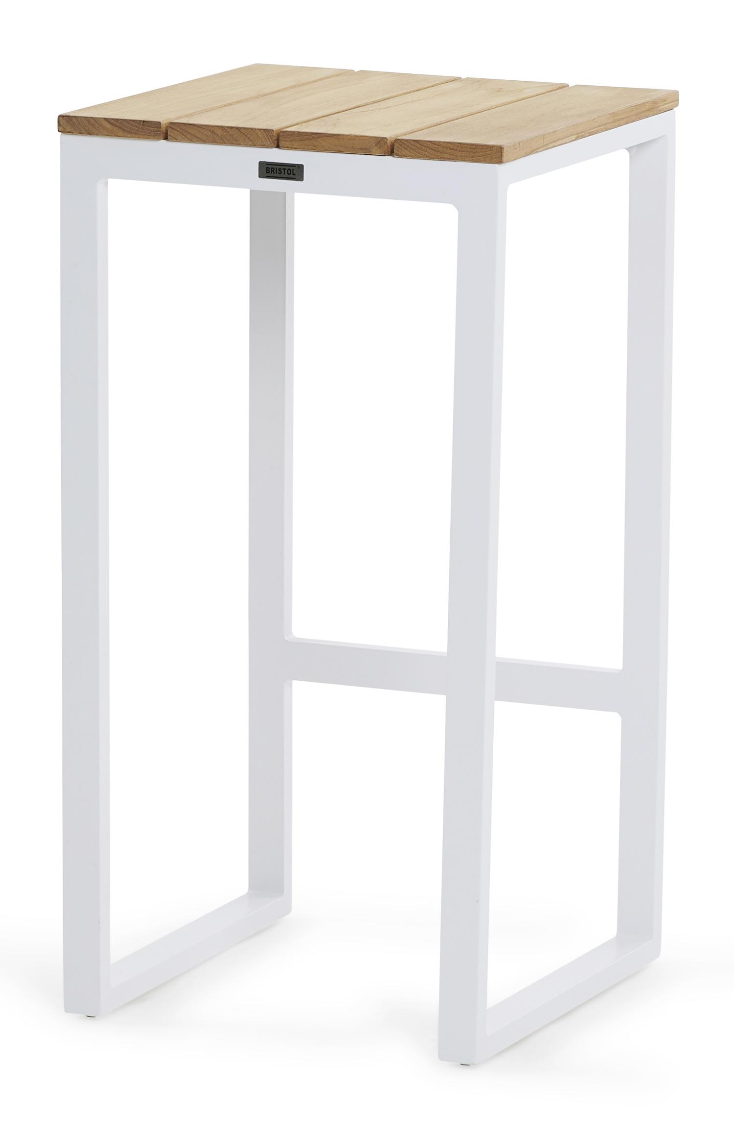 Verato barstoel in wit aluminium en naturel teak