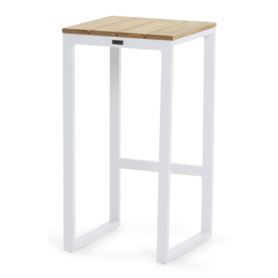 Verato barstoel in wit aluminium en naturel teak