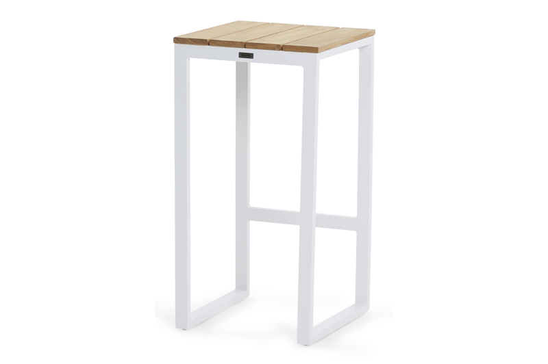 Verato barstoel in wit aluminium en naturel teak