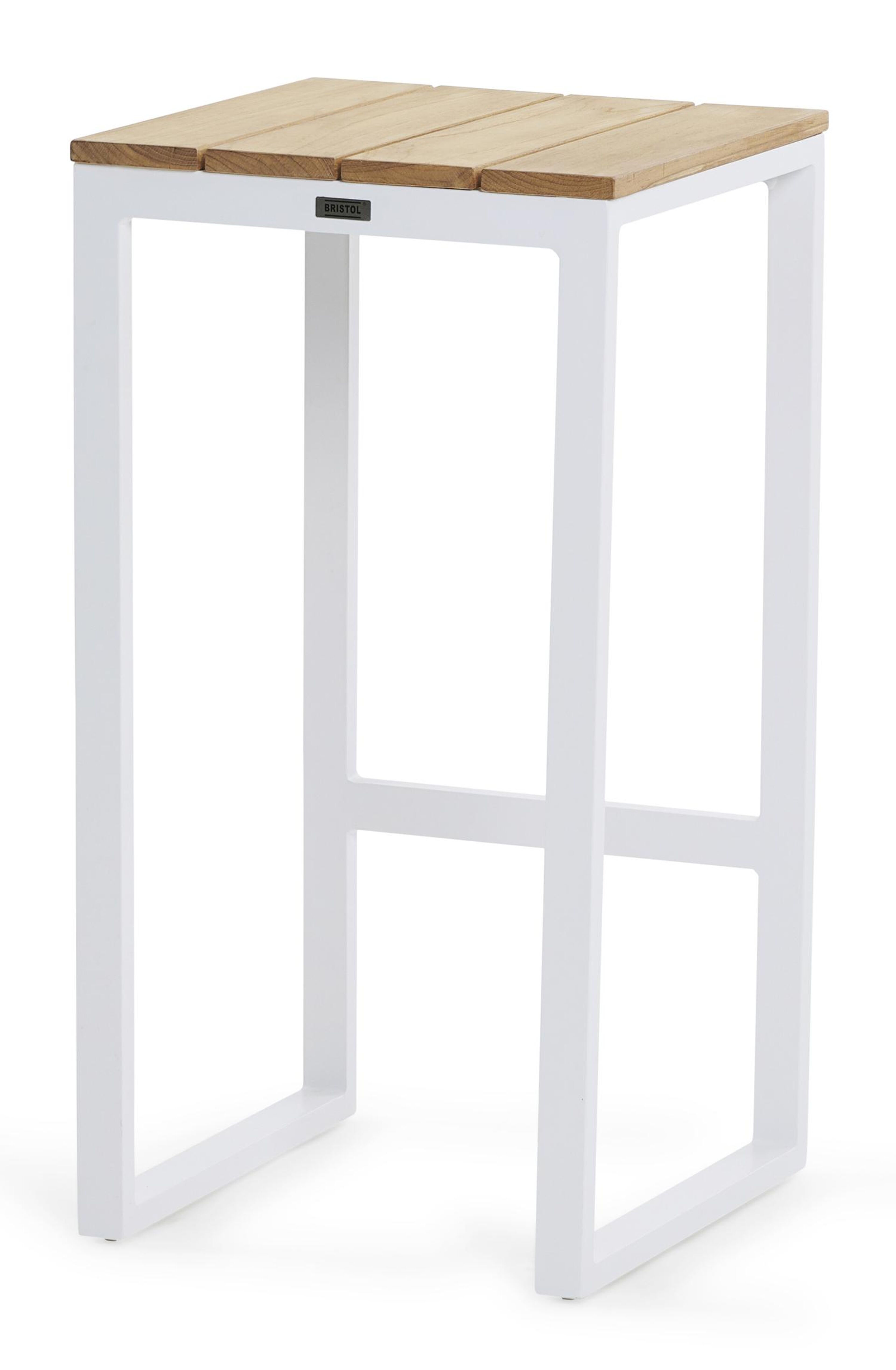 Verato barstoel in wit aluminium en naturel teak