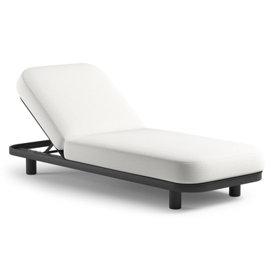 Chaise longue réglable Donato en aluminium noir et coussin en all weather Solica ego birch