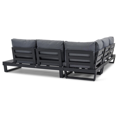 Modica loungehoek in zwart aluminium met grijs textilene kussens