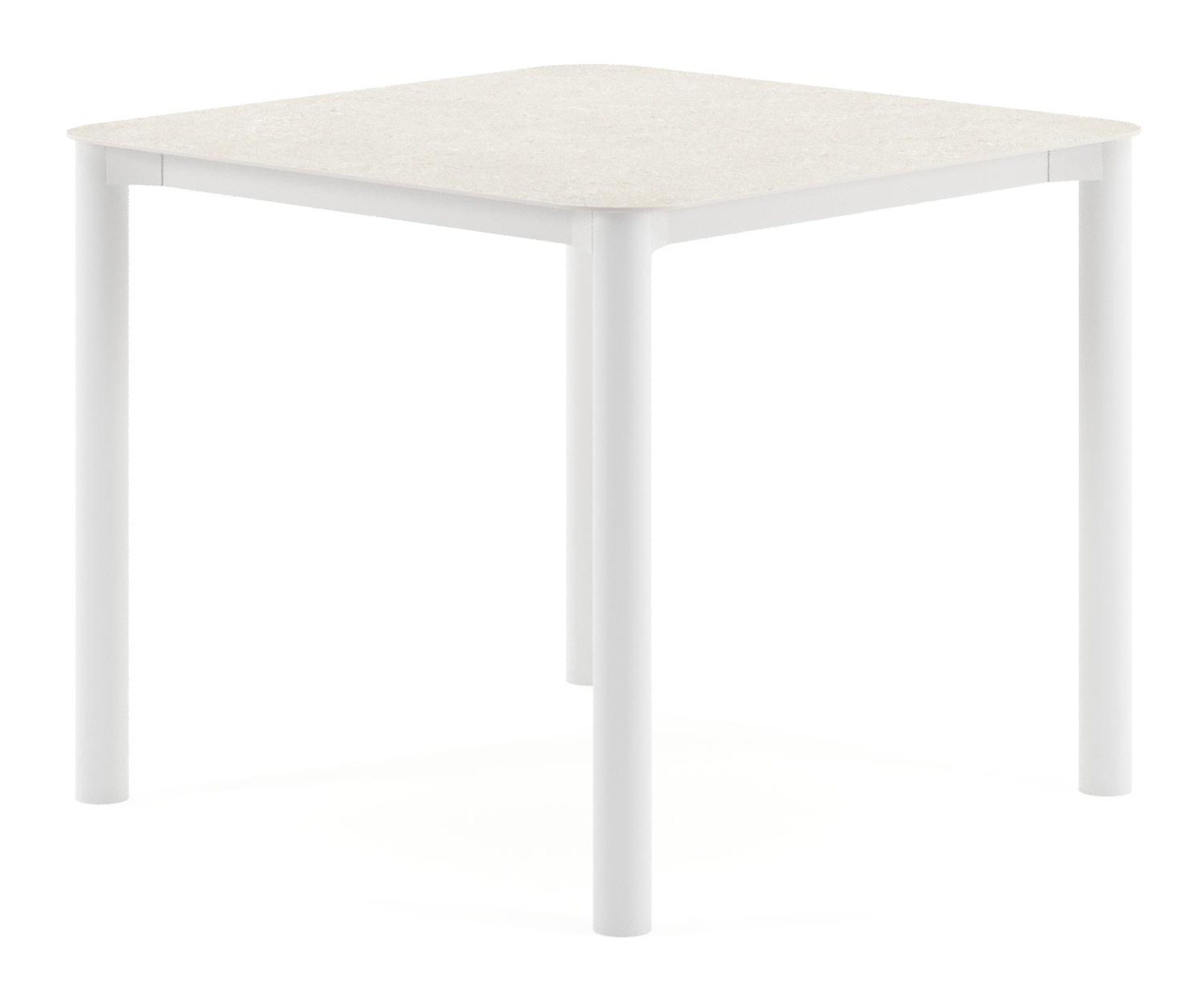 Orso tuintafel rechthoekig afgerond in wit aluminium en volkeramiek Shilin - L 90 x B 90 x H 74.5 cm