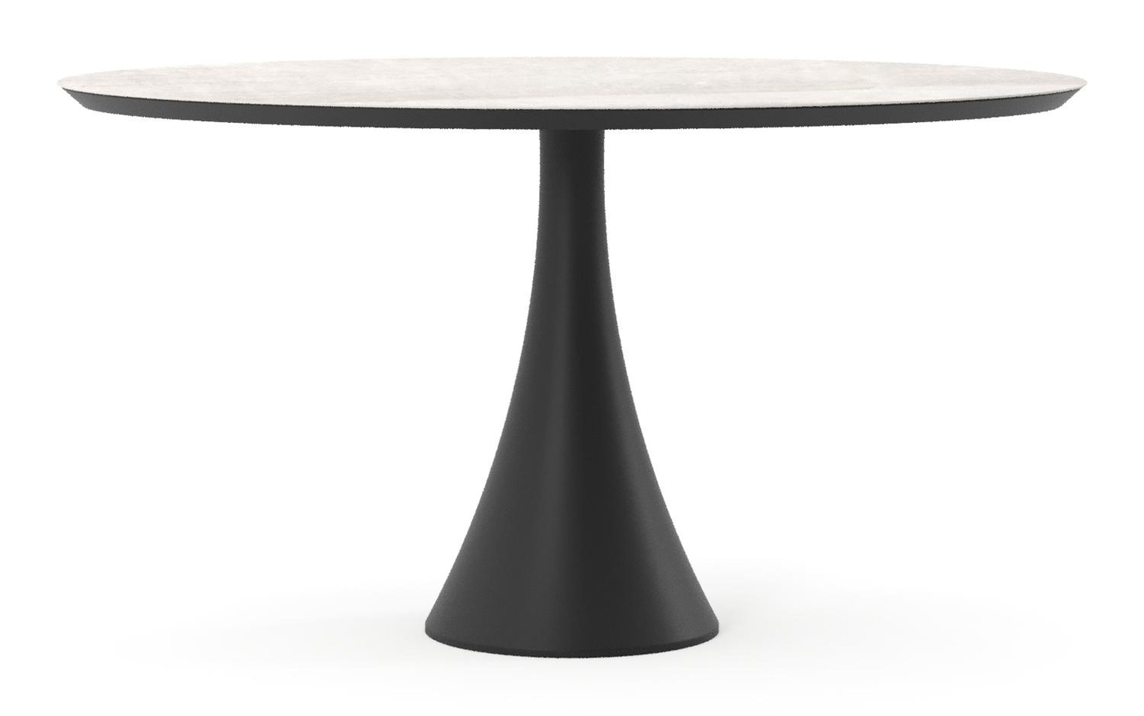 Table de jardin Fano oval en aluminium noir et céramique pleine Taj Mahal - Lg. 140 x Lrg. 80 x Haut. 75 cm