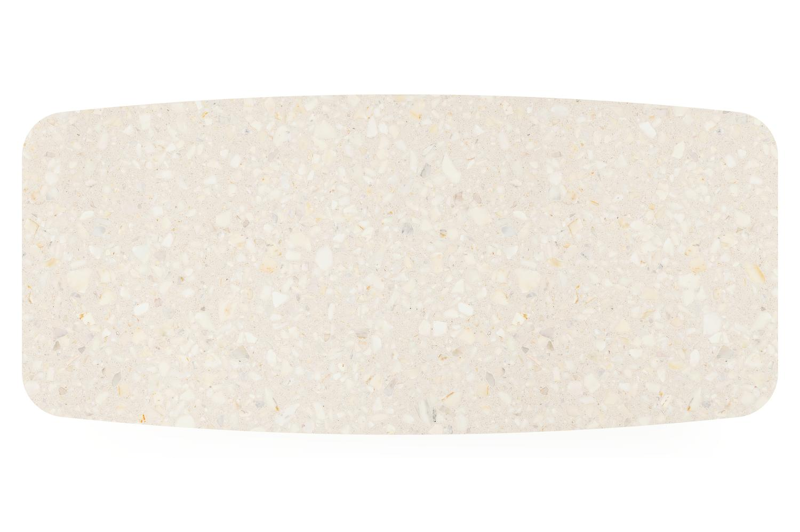 Table de jardin Pagino forme de bateau en aluminium beige et céramique pleine Retrostone Lg. 255 x Lrg. 115 x Haut. 73 cm