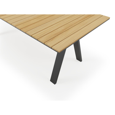 Cesano tuintafel in zwart aluminium en teak - L 240 x B 100 x H 75.5 cm