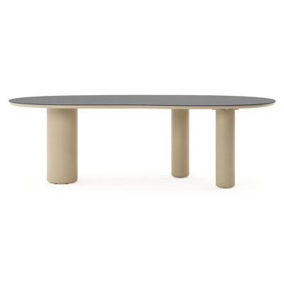 Amico tuintafel organisch in beige aluminium en volkeramiek Basalt Black - L 240 x B 110 x H 73.5 cm