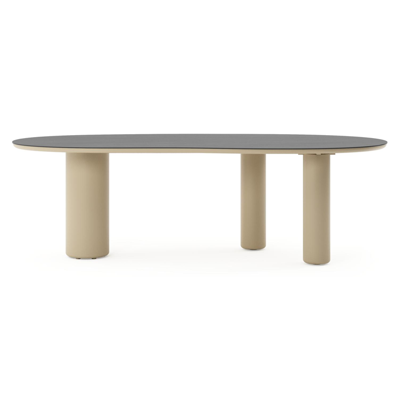 Amico tuintafel organisch in beige aluminium en volkeramiek Basalt Black - L 240 x B 110 x H 73.5 cm