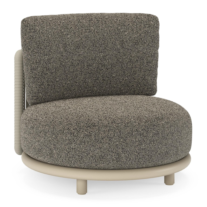 Fauteuil de jardin Lomano en aluminium beige et corde luxe plate tissÃ©e verticalement beige et coussins en all weather cosytica Marbella Tunder