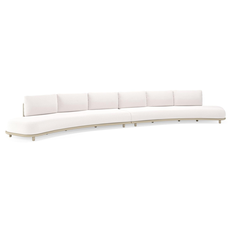 Lomano loungebank in beige aluminium en beige verticaal geweven luxe vlakke rope met Ego Eggshell all weather solica