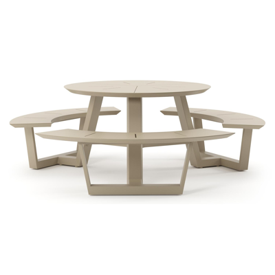 Rondino picknicktafel in beige aluminium - Dia. 207 x H. 71.5 cm