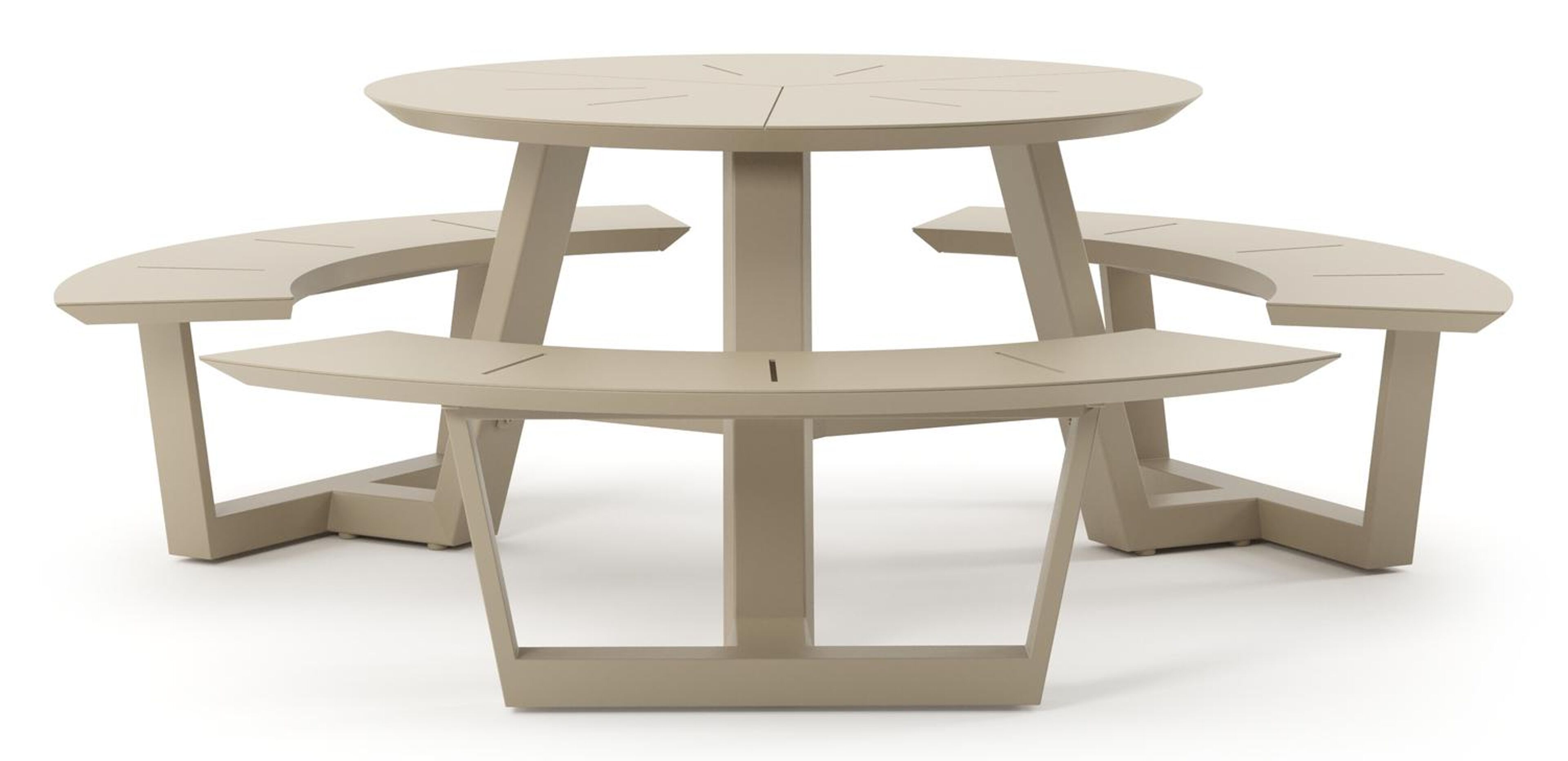 Rondino picknicktafel in beige aluminium - Dia. 207 x H. 71.5 cm