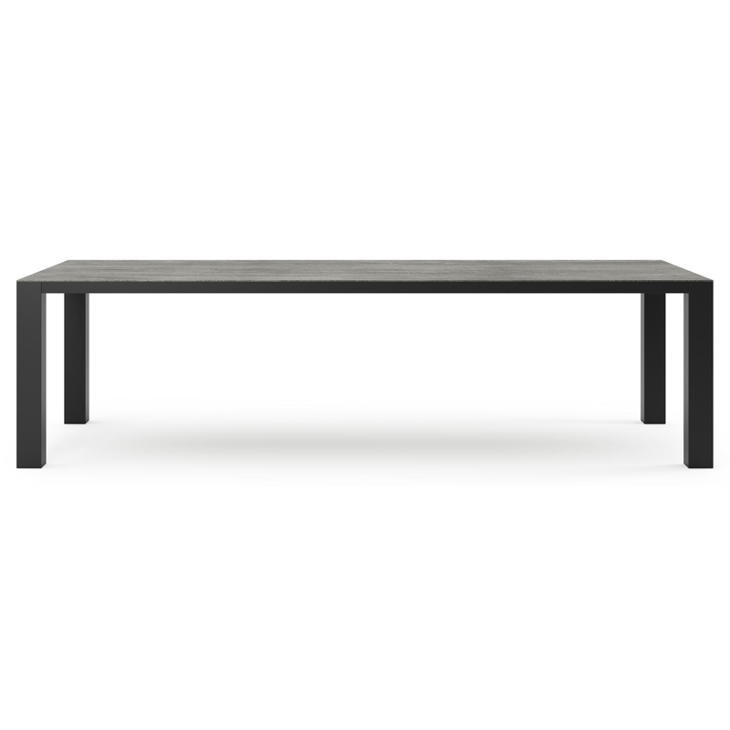 Nano tuintafel in zwart aluminium en volkeramiek aspen grey - L 280 x B 110 x H 75 cm