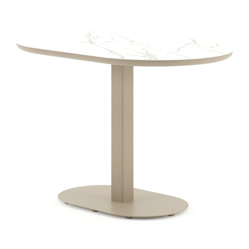 Teramo kantelbare tuintafel bombo in beige aluminium en volkeramiek Calacatta - L 110 x B 70 x H 74 cm
